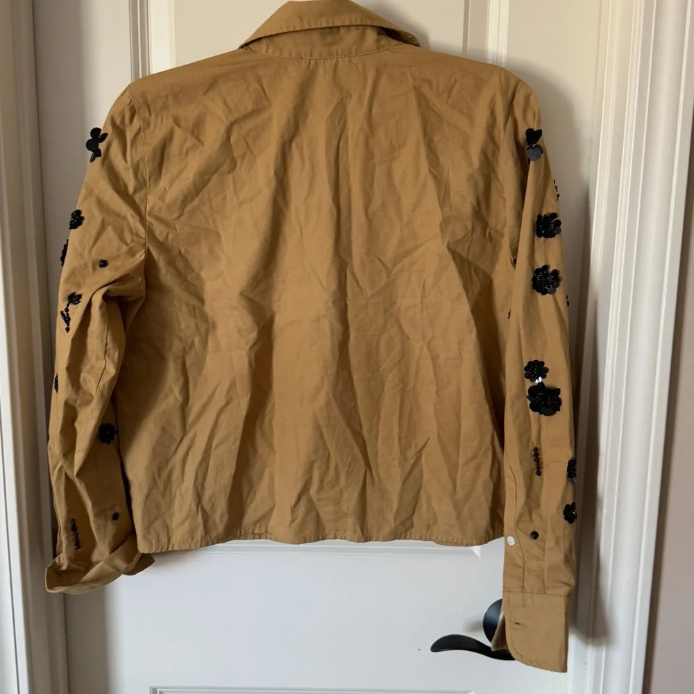 J Crew Sequin Embellished Cotton Poplin Button Up Shirt - Picture 3 of 8